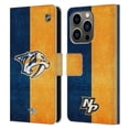 thumbnail image 1 of Head Case Designs Officially Licensed NHL Nashville Predators Half Distressed Leather Book Wallet Case Cover Compatible with Apple iPhone 14 Pro, 1 of 6
