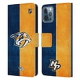 thumbnail image 1 of Head Case Designs Officially Licensed NHL Nashville Predators Half Distressed Leather Book Wallet Case Cover Compatible with Apple iPhone 12 / iPhone 12 Pro, 1 of 6