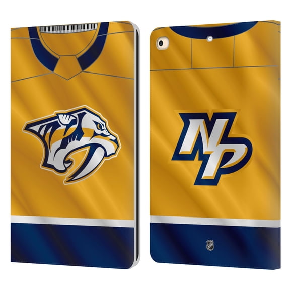 Head Case Designs Officially Licensed NHL Nashville Predators Jersey Leather Book Wallet Case Cover Compatible with Apple iPad 9.7 2017 / iPad 9.7 2018