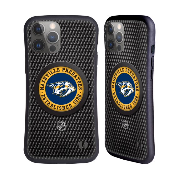 Head Case Designs Officially Licensed NHL Nashville Predators Puck Texture Hybrid Case Compatible with Apple iPhone 14 Pro Max