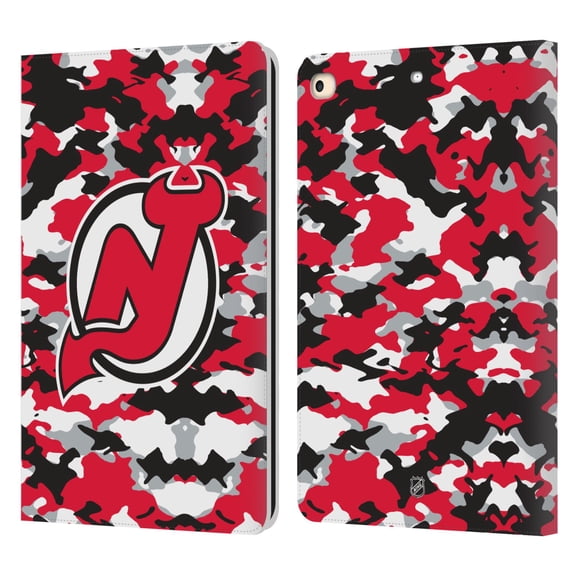 Head Case Designs Officially Licensed NHL New Jersey Devils Camouflage Leather Book Wallet Case Cover Compatible with Apple iPad 9.7 2017 / iPad 9.7 2018