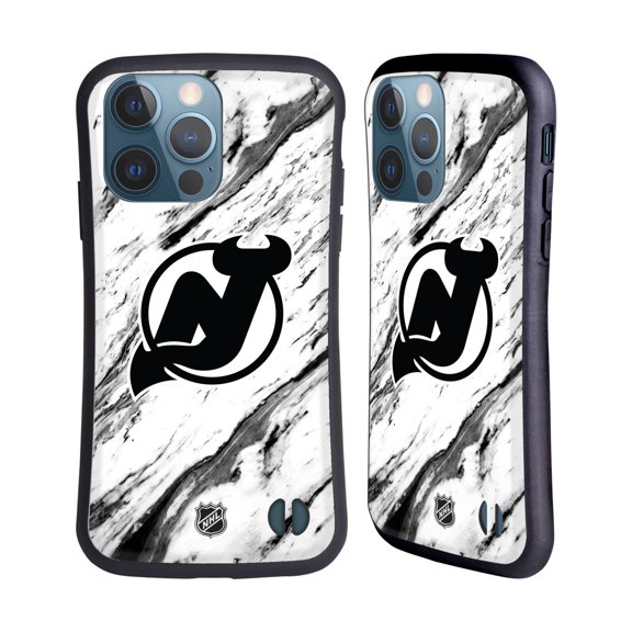 Head Case Designs Officially Licensed NHL New Jersey Devils Marble Hybrid Case Compatible with Apple iPhone 13 Pro