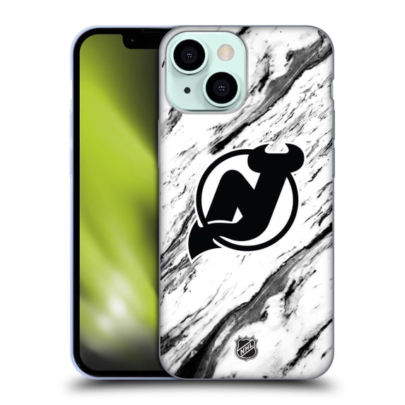 Head Case Designs Officially Licensed NHL New Jersey Devils Marble Soft Gel Case Compatible with Apple iPhone 13 Mini