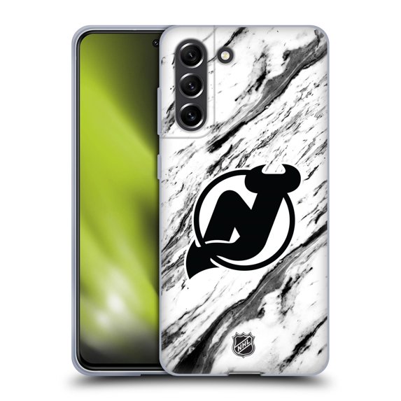 Head Case Designs Officially Licensed NHL New Jersey Devils Marble Soft Gel Case Compatible with Samsung Galaxy S21 FE 5G