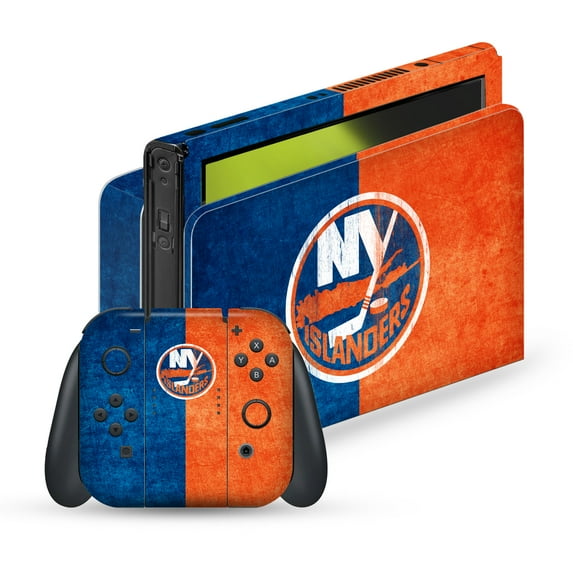 Head Case Designs Officially Licensed NHL New York Islanders Half Distressed Vinyl Sticker Skin Decal Cover Compatible with Nintendo Switch OLED
