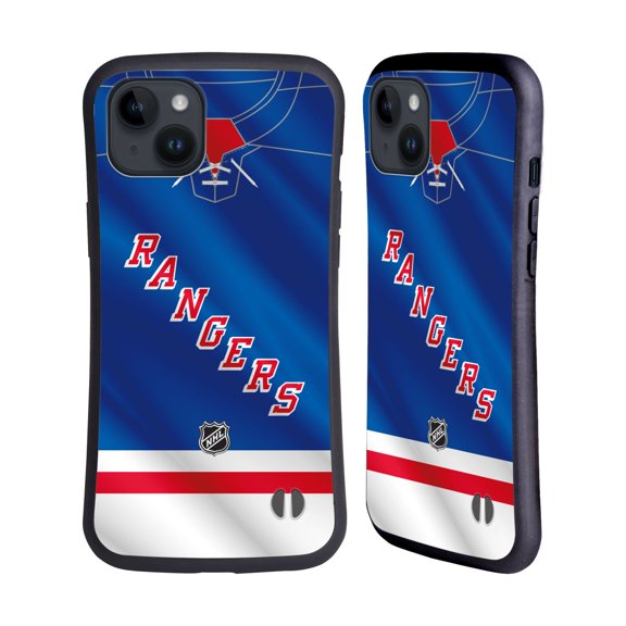 Head Case Designs Officially Licensed NHL New York Rangers Jersey Hybrid Case Compatible with Apple iPhone 15 Plus