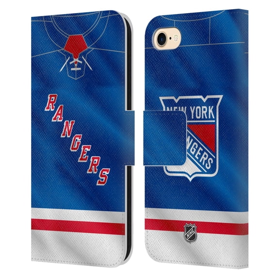 Head Case Designs Officially Licensed NHL New York Rangers Jersey Leather Book Wallet Case Cover Compatible with Apple iPhone 7 / 8 / SE 2020 & 2022