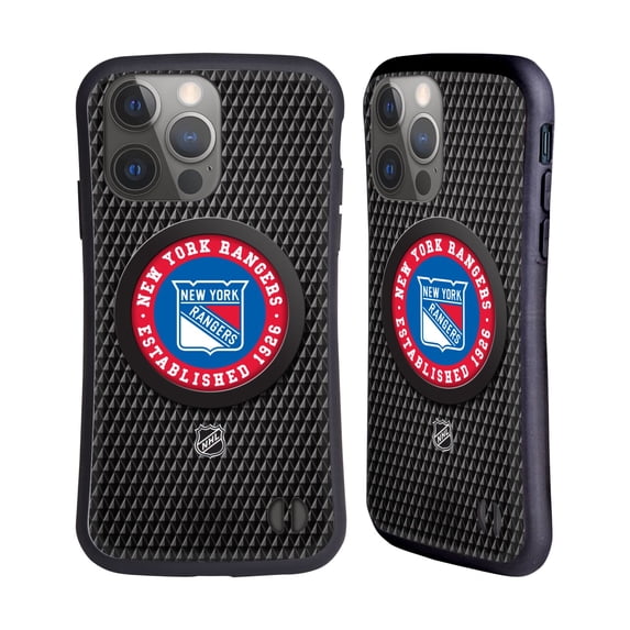 Head Case Designs Officially Licensed NHL New York Rangers Puck Texture Hybrid Case Compatible with Apple iPhone 14 Pro