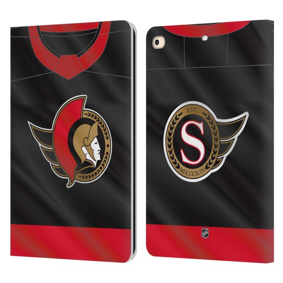 Head Case Designs Officially Licensed NHL Ottawa Senators Jersey Leather Book Wallet Case Cover Compatible with Apple iPad 9.7 2017 / iPad 9.7 2018