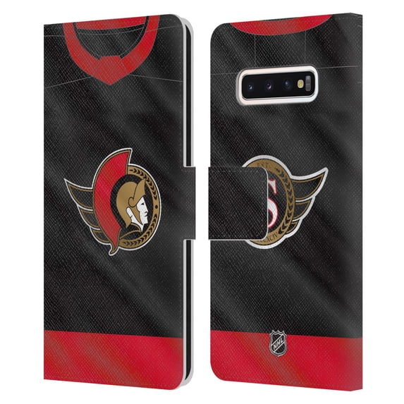 Head Case Designs Officially Licensed NHL Ottawa Senators Jersey Leather Book Wallet Case Cover Compatible with Samsung Galaxy S10