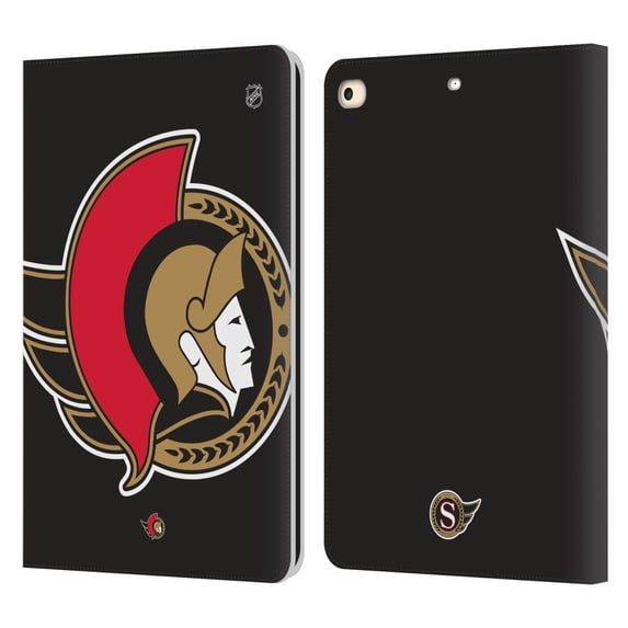 Head Case Designs Officially Licensed NHL Ottawa Senators Oversized Leather Book Wallet Case Cover Compatible with Apple iPad 9.7 2017 / iPad 9.7 2018