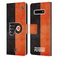 thumbnail image 1 of Head Case Designs Officially Licensed NHL Philadelphia Flyers Half Distressed Leather Book Wallet Case Cover Compatible with Samsung Galaxy S10+ / S10 Plus, 1 of 6