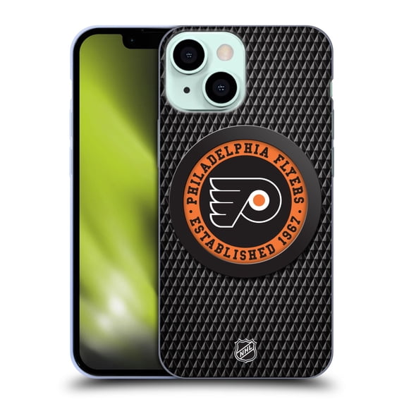 Head Case Designs Officially Licensed NHL Philadelphia Flyers Puck Texture Soft Gel Case Compatible with Apple iPhone 13 Mini