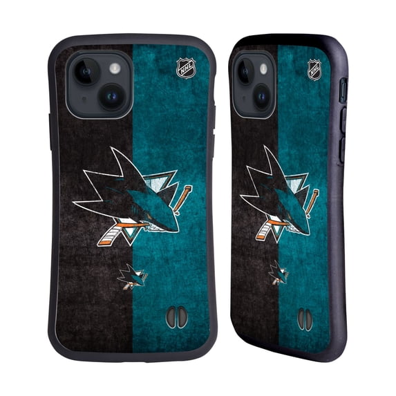 Head Case Designs Officially Licensed NHL San Jose Sharks Half Distressed Hybrid Case Compatible with Apple iPhone 15