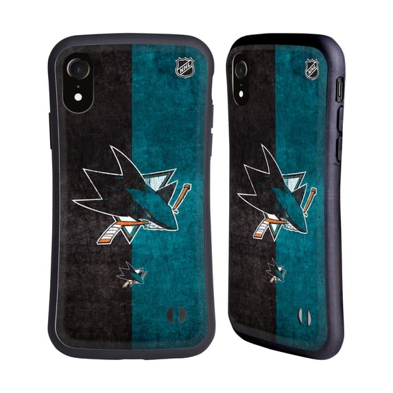 Head Case Designs Officially Licensed NHL San Jose Sharks Half Distressed Hybrid Case Compatible with Apple iPhone XR