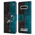 thumbnail image 1 of Head Case Designs Officially Licensed NHL San Jose Sharks Half Distressed Leather Book Wallet Case Cover Compatible with Samsung Galaxy S10, 1 of 6