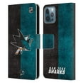 thumbnail image 1 of Head Case Designs Officially Licensed NHL San Jose Sharks Half Distressed Leather Book Wallet Case Cover Compatible with Apple iPhone 12 / iPhone 12 Pro, 1 of 6