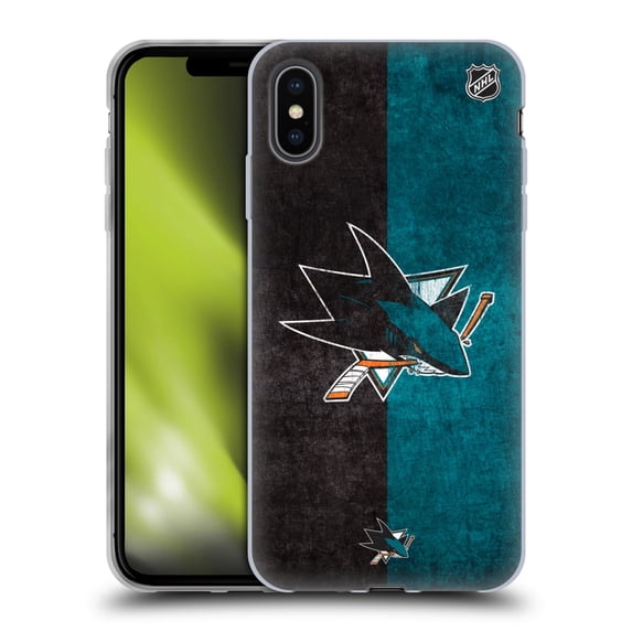 Head Case Designs Officially Licensed NHL San Jose Sharks Half Distressed Soft Gel Case Compatible with Apple iPhone XS Max