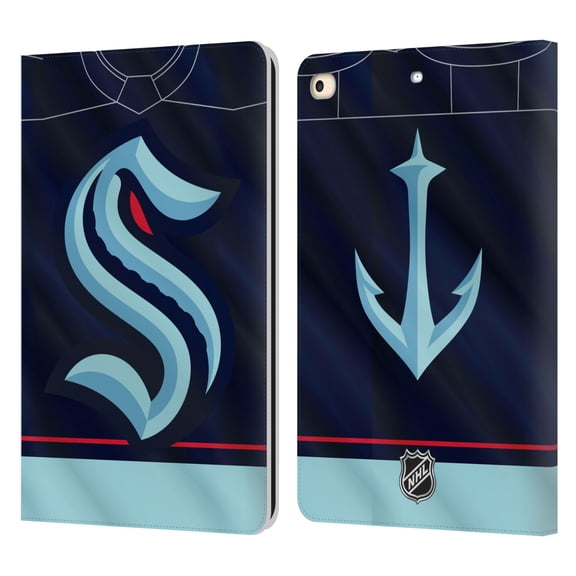 Head Case Designs Officially Licensed NHL Seattle Kraken Jersey Leather Book Wallet Case Cover Compatible with Apple iPad 9.7 2017 / iPad 9.7 2018