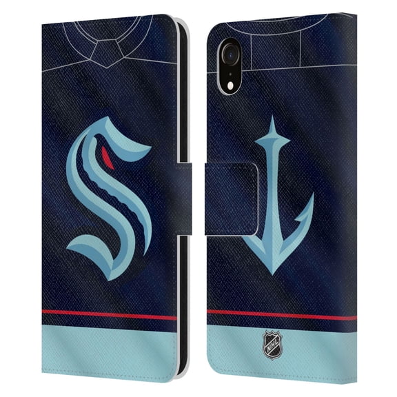 Head Case Designs Officially Licensed NHL Seattle Kraken Jersey Leather Book Wallet Case Cover Compatible with Apple iPhone XR