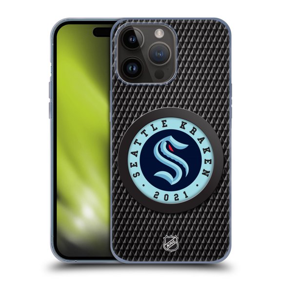 Head Case Designs Officially Licensed NHL Seattle Kraken Puck Texture Soft Gel Case Compatible with Apple iPhone 15 Pro Max