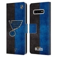 thumbnail image 1 of Head Case Designs Officially Licensed NHL St Louis Blues Half Distressed Leather Book Wallet Case Cover Compatible with Samsung Galaxy S10+ / S10 Plus, 1 of 6