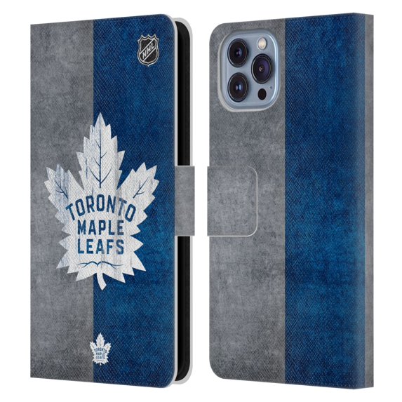 Head Case Designs Officially Licensed NHL Toronto Maple Leafs Half Distressed Leather Book Wallet Case Cover Compatible with Apple iPhone 14