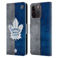 thumbnail image 1 of Head Case Designs Officially Licensed NHL Toronto Maple Leafs Half Distressed Leather Book Wallet Case Cover Compatible with Apple iPhone 15 Pro, 1 of 6