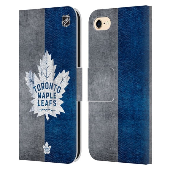 Head Case Designs Officially Licensed NHL Toronto Maple Leafs Half Distressed Leather Book Wallet Case Cover Compatible with Apple iPhone 7 / 8 / SE 2020 & 2022