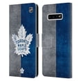 thumbnail image 1 of Head Case Designs Officially Licensed NHL Toronto Maple Leafs Half Distressed Leather Book Wallet Case Cover Compatible with Samsung Galaxy S10+ / S10 Plus, 1 of 6