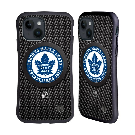 Head Case Designs Officially Licensed NHL Toronto Maple Leafs Puck Texture Hybrid Case Compatible with Apple iPhone 15