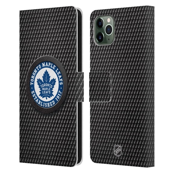 Head Case Designs Officially Licensed NHL Toronto Maple Leafs Puck Texture Leather Book Wallet Case Cover Compatible with Apple iPhone 11 Pro Max