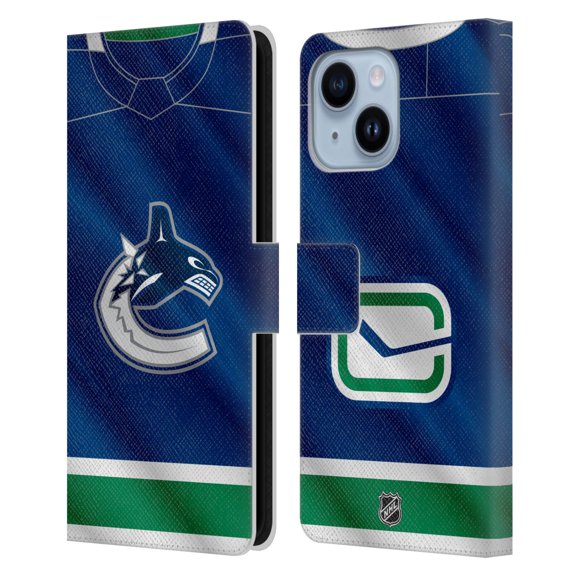 Head Case Designs Officially Licensed NHL Vancouver Canucks Jersey Leather Book Wallet Case Cover Compatible with Apple iPhone 14 Plus