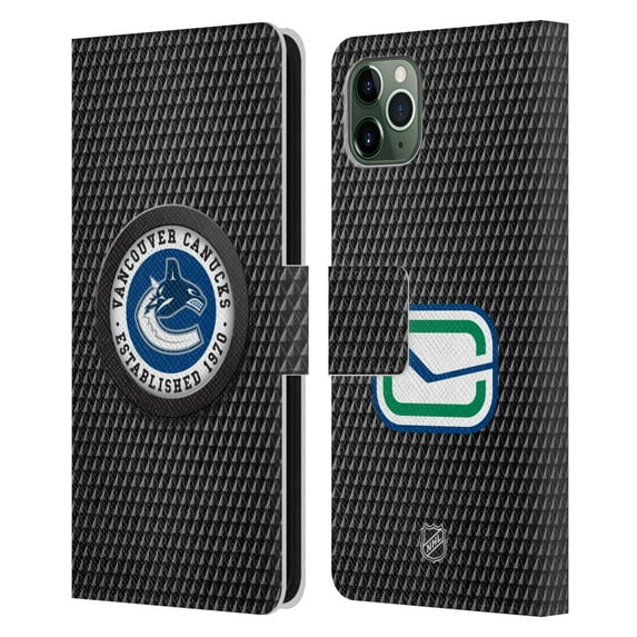 Head Case Designs Officially Licensed NHL Vancouver Canucks Puck Texture Leather Book Wallet Case Cover Compatible with Apple iPhone 11 Pro Max