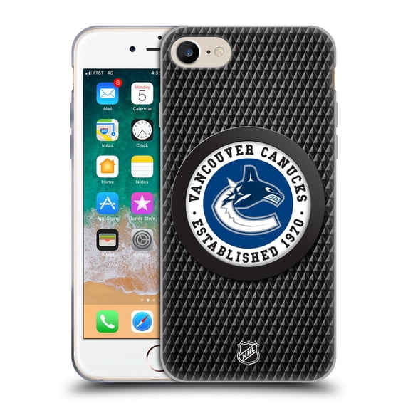 Head Case Designs Officially Licensed NHL Vancouver Canucks Puck Texture Soft Gel Case Compatible with Apple iPhone 7 / 8 / SE 2020 & 2022