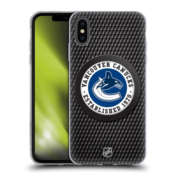 Head Case Designs Officially Licensed NHL Vancouver Canucks Puck Texture Soft Gel Case Compatible with Apple iPhone XS Max