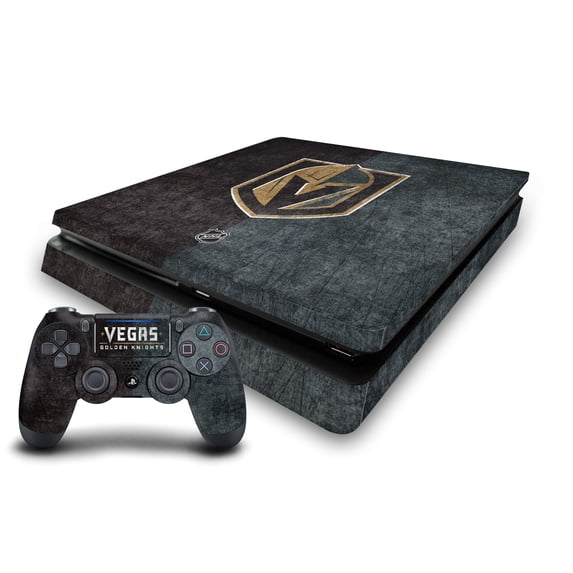 Head Case Designs Officially Licensed NHL Vegas Golden Knights Half Distressed Vinyl Sticker Skin Decal Cover Compatible with Sony PS4 Slim Console & Controller