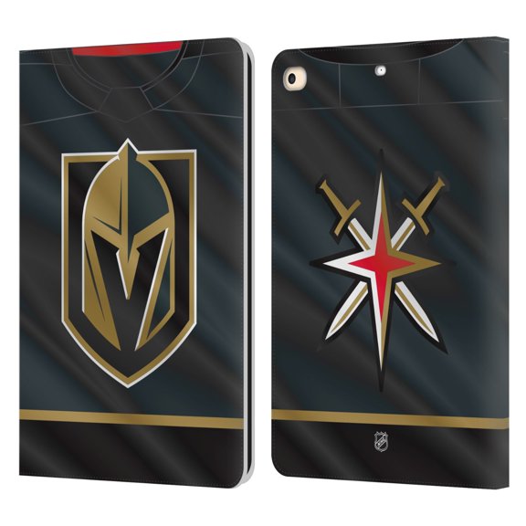 Head Case Designs Officially Licensed NHL Vegas Golden Knights Jersey Leather Book Wallet Case Cover Compatible with Apple iPad 9.7 2017 / iPad 9.7 2018