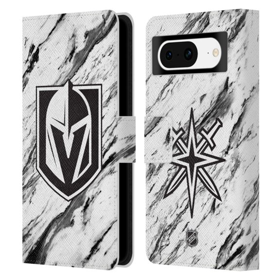 Head Case Designs Officially Licensed NHL Vegas Golden Knights Marble Leather Book Wallet Case Cover Compatible with Google Pixel 8