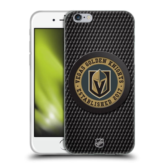 Head Case Designs Officially Licensed NHL Vegas Golden Knights Puck Texture Soft Gel Case Compatible with Apple iPhone 6 / iPhone 6s