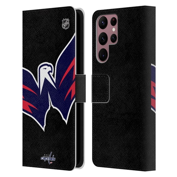 Head Case Designs Officially Licensed NHL Washington Capitals Oversized Leather Book Wallet Case Cover Compatible with Samsung Galaxy S22 Ultra 5G