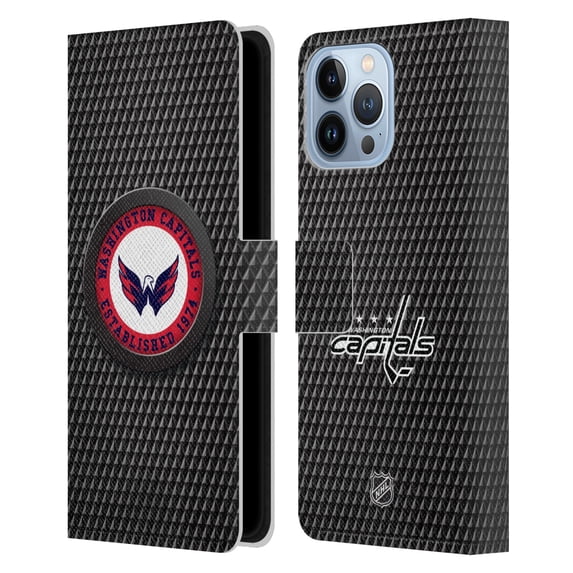 Head Case Designs Officially Licensed NHL Washington Capitals Puck Texture Leather Book Wallet Case Cover Compatible with Apple iPhone 13 Pro Max