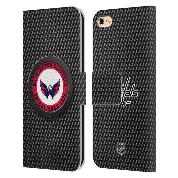 Head Case Designs Officially Licensed NHL Washington Capitals Puck Texture Leather Book Wallet Case Cover Compatible with Apple iPhone 6 / iPhone 6s