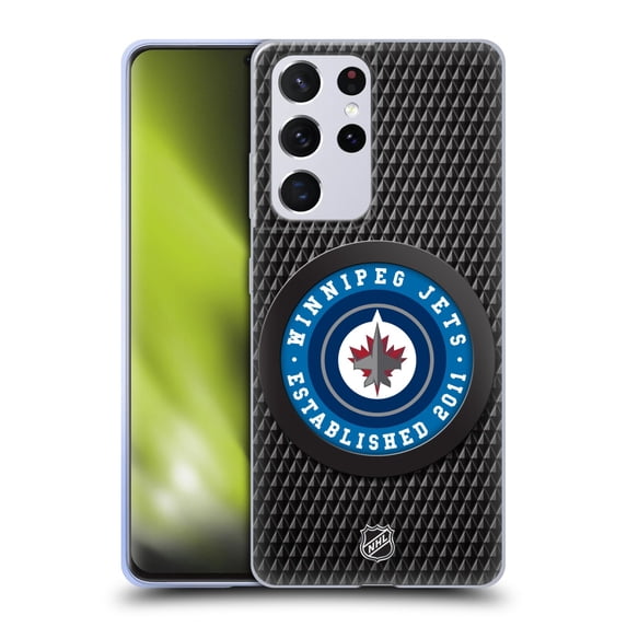 Head Case Designs Officially Licensed NHL Winnipeg Jets Puck Texture Soft Gel Case Compatible with Samsung Galaxy S21 Ultra 5G