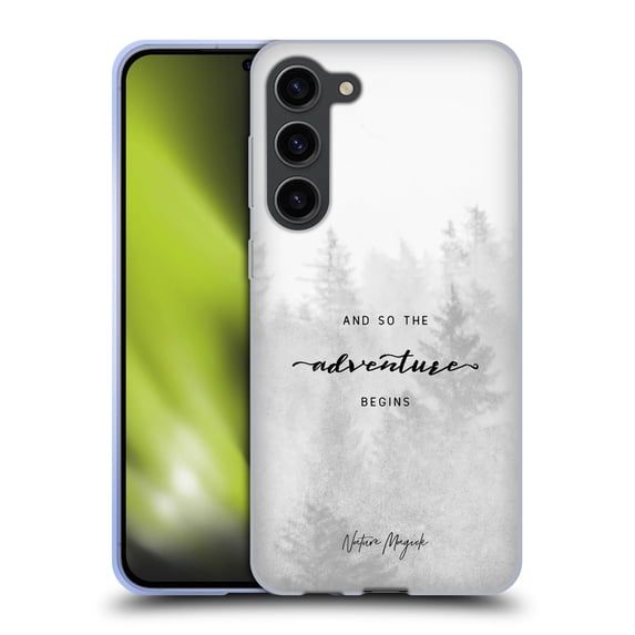 Head Case Designs Officially Licensed Nature Magick So The Adventure Begins Quote Black And White Forest Soft Gel Case Compatible with Samsung Galaxy S23+ 5G