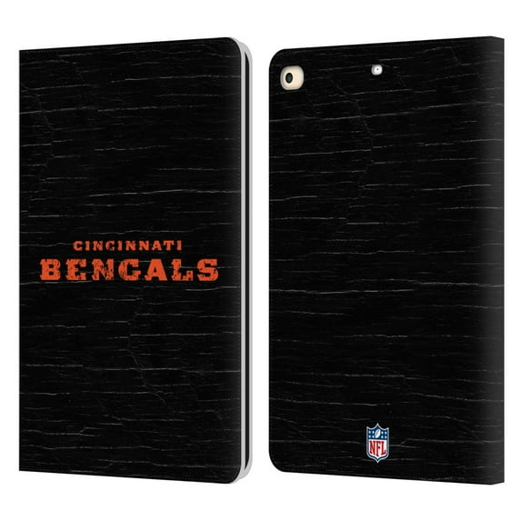 Head Case Designs NFL Cincinnati Bengals Logo Distressed Look Leather Book Wallet Case Cover For Apple iPad 9.7 2017 / iPad 9.7 2018