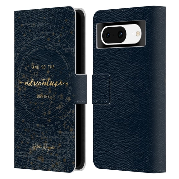 Head Case Designs Officially Licensed Nature Magick So The Adventure Begins Quote Star Map Leather Book Wallet Case Cover Compatible with Google Pixel 8