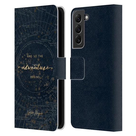 Head Case Designs Officially Licensed Nature Magick So The Adventure Begins Quote Star Map Leather Book Wallet Case Cover Compatible with Samsung Galaxy S22+ 5G