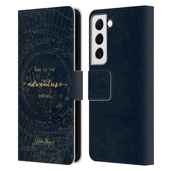 Head Case Designs Officially Licensed Nature Magick So The Adventure Begins Quote Star Map Leather Book Wallet Case Cover Compatible with Samsung Galaxy S22 5G