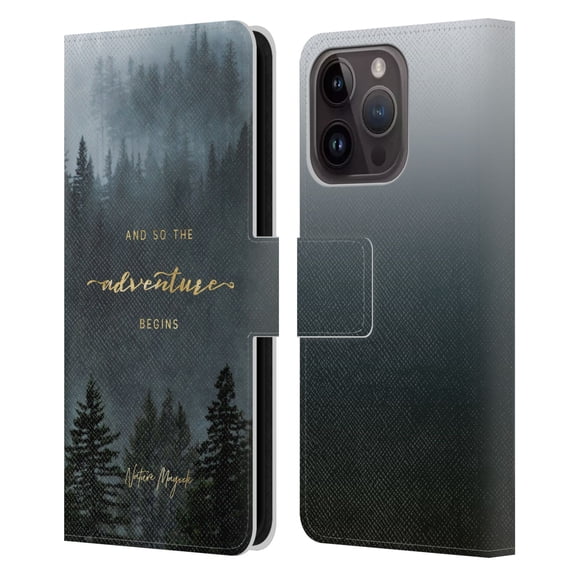 Head Case Designs Officially Licensed Nature Magick So The Adventure Begins Quote Trees Leather Book Wallet Case Cover Compatible with Apple iPhone 15 Pro